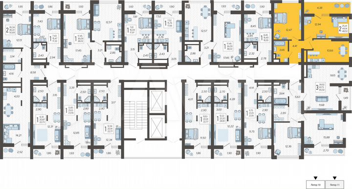 2-к. квартира, 48,5 м², 6/19 эт.