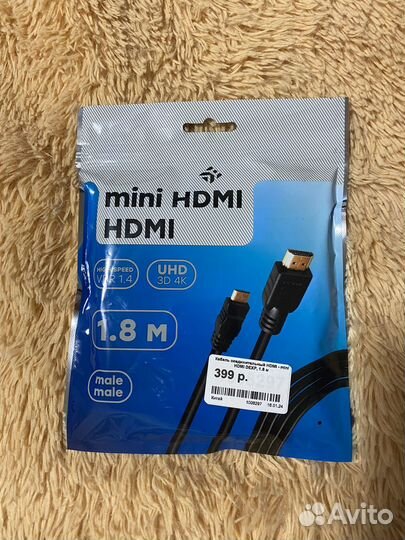 Mini hdmi на hdmi кабель 1.8м