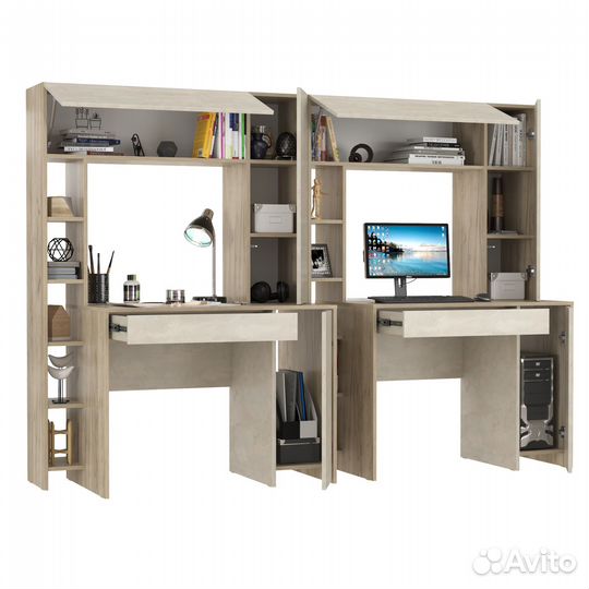 Два стола для домашнего офиса Mobi Комфорт 12.71 цвет дуб крафт серый/шёлковый камень