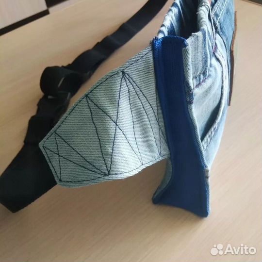 Джинсовая сумка на пояс (плечо)