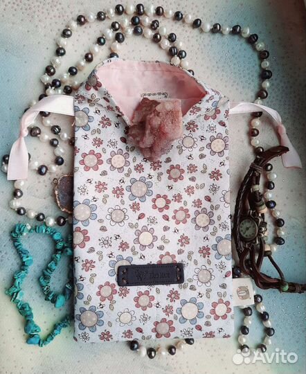 Мешочек для карт Таро с цветами на белом