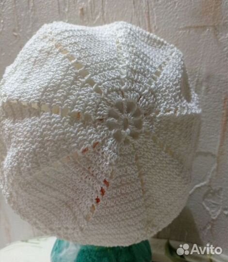 Ажурная шапка-сетка кроше летняя, берет