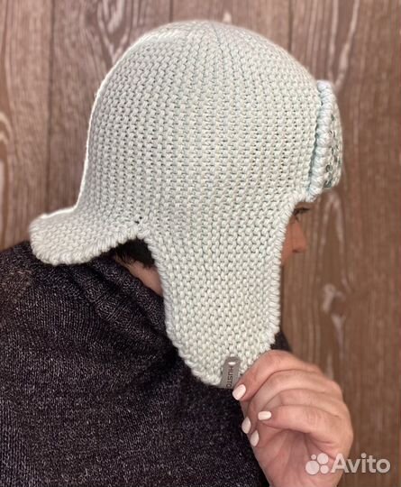 Шапка ушанка женская вязаная
