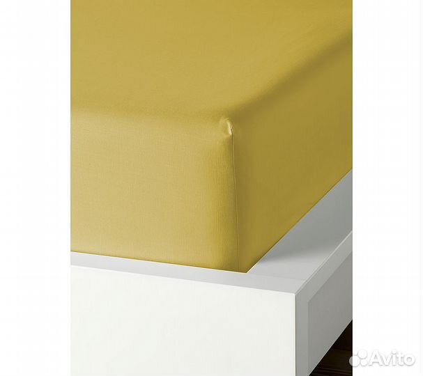 Простынь GoodNight Сатин 160х200х20 Горчичный на р