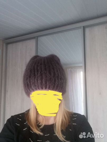 Шапка норковая вязаная женская