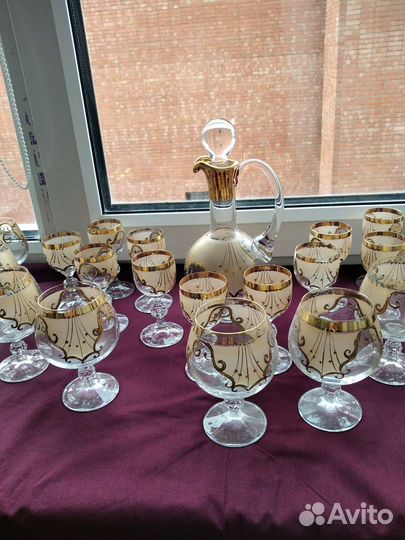 Чешское ст екло,богемия,набор 20 предметов