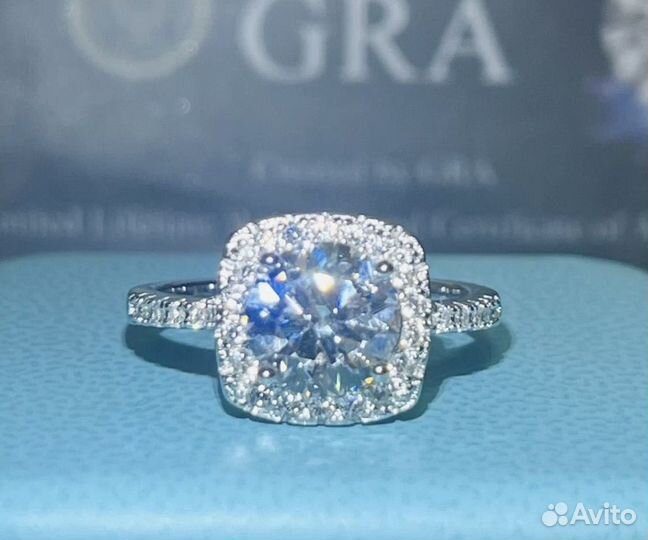Муассанит лабораторный кольцо 2 ct 8 мм VVS1
