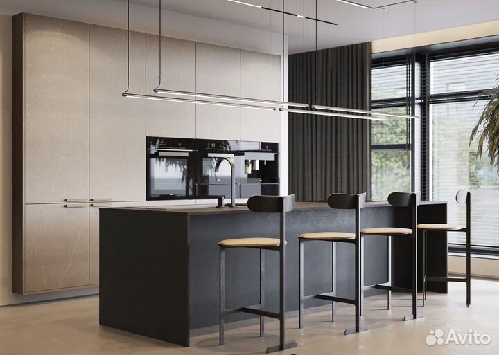 Кухня под потолок стильная