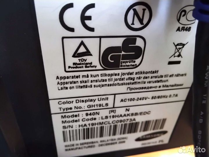 Монитор для компьютера samsung Sync Master 940N