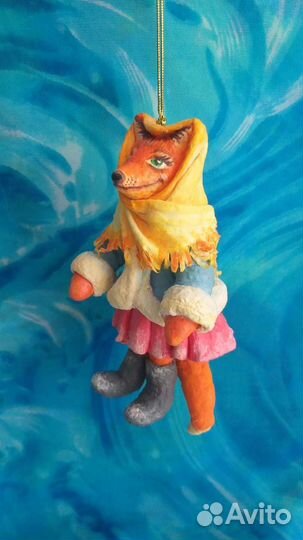 Ватная ёлочная игрушка Лиса