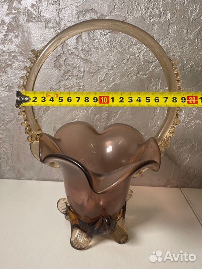 Ваза цветное стекло корзинка