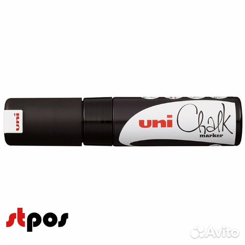 Маркер меловой Uni Chalk 8K 8мм клиновидный чёрный