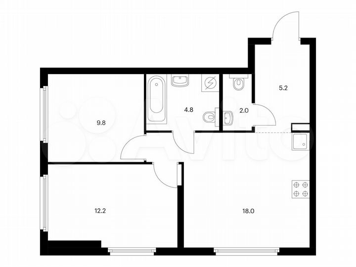 2-к. квартира, 52 м², 14/32 эт.