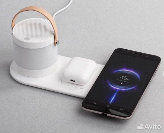 Беспроводная зарядная станция с bluetooth колонкой