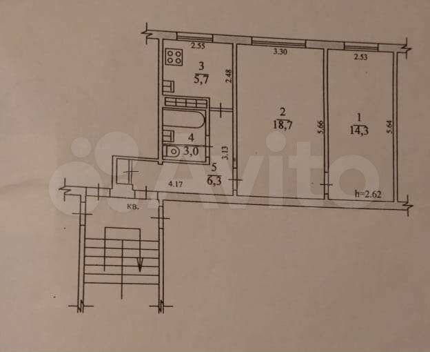 2-к. квартира, 45,7 м², 1/5 эт.