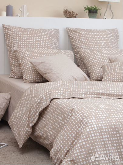 Постельное белье Мэрит беж Хлопковый Край 1.5сп
