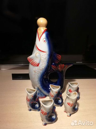 Графин-штоф Рыба со стопками-рыбками