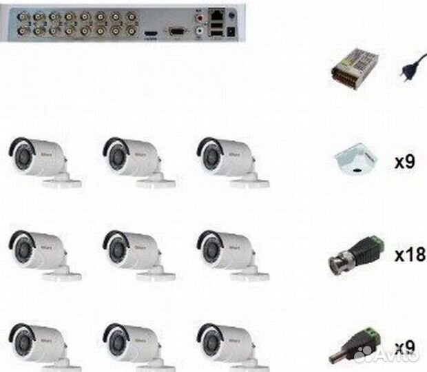 Комплект видеонаблюдения HiWatch 9 камер