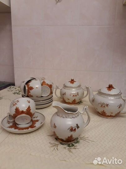 Чайный сервиз вербилки ссср50х год костяной фарфор