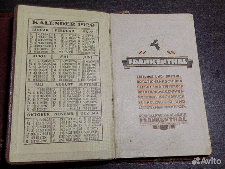Карманный календарь 1929 г Германия Веймарская рес