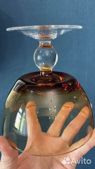 Винтажная ваза гхз медовый хрусталь