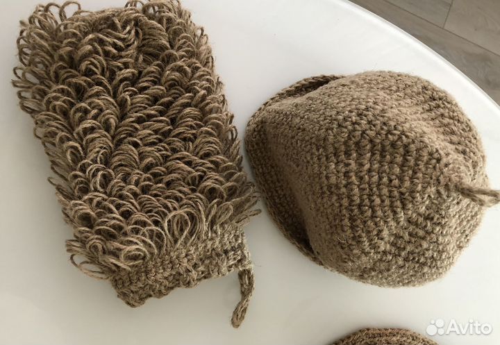 Шапка для бани, мочалка-рукавица - набор