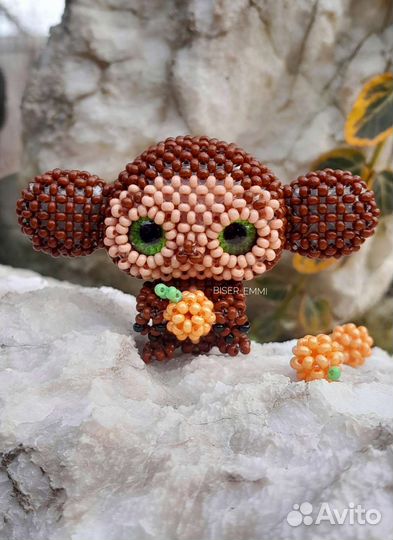 Чебурашка из бисера амигуруми