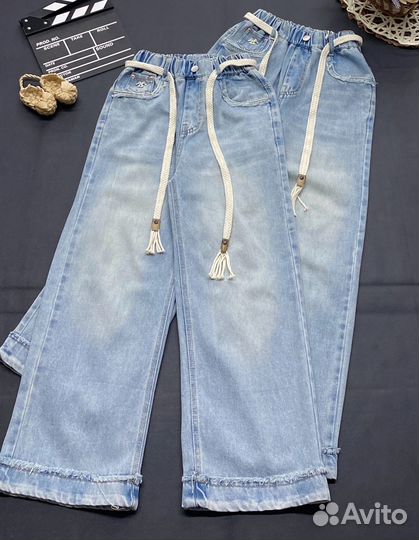 Джинсы голубые для девочки, 140-164