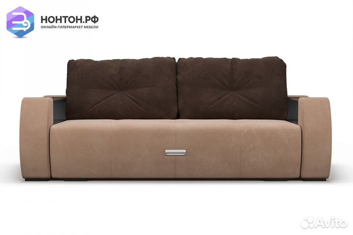 Диван еврокнижка Мальтида бежевый / коричневый