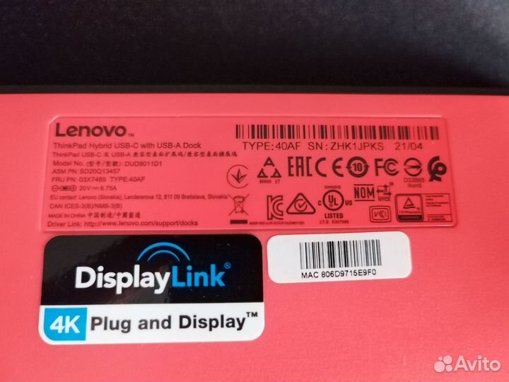 Док станция lenovo Thinkpad Hybrid USB-C