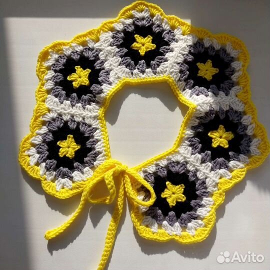 Съемный воротничок кроше(бабушкин квадрат)