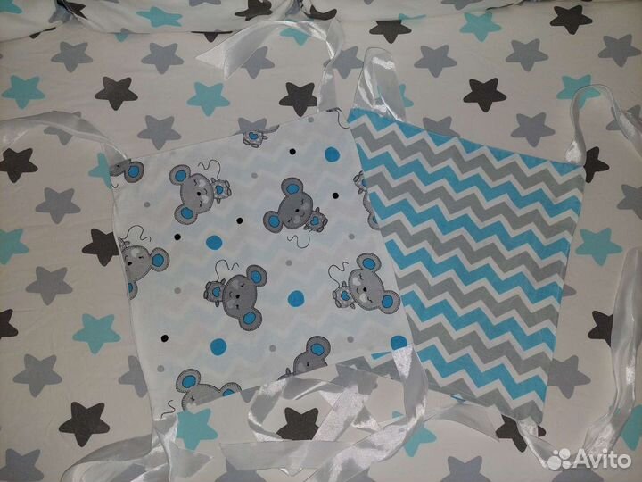 Новые бортики подушки 2 комплекта+простынь+плед