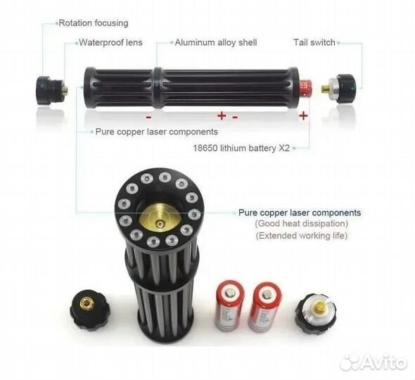 Супер мощная лазерная указка «синий луч» 50000mW