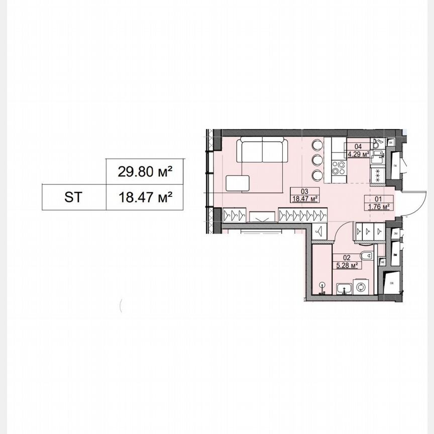 Квартира-студия, 31 м², 12/27 эт.
