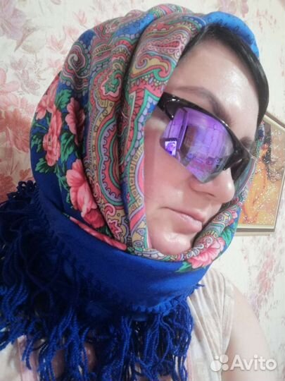 Платок шерстяной синий