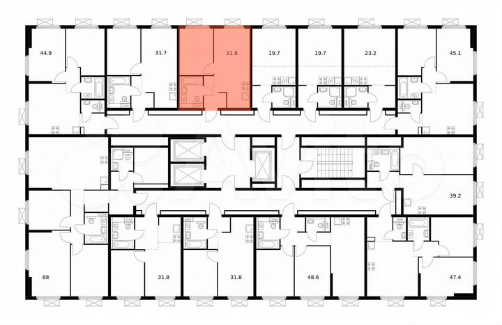 1-к. квартира, 31,8 м², 22/25 эт.