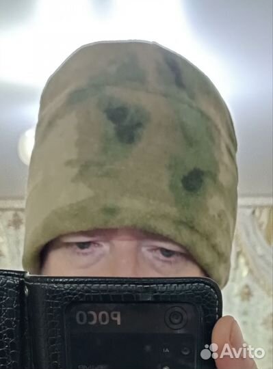 Шапка флис с натуральным мехом р. 59