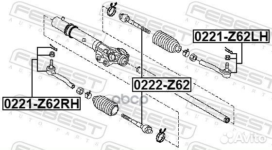 Наконечник рулевой правый 0221z62rh Febest