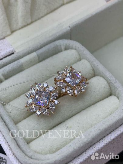 Золотые серьги пусеты 585 пробы