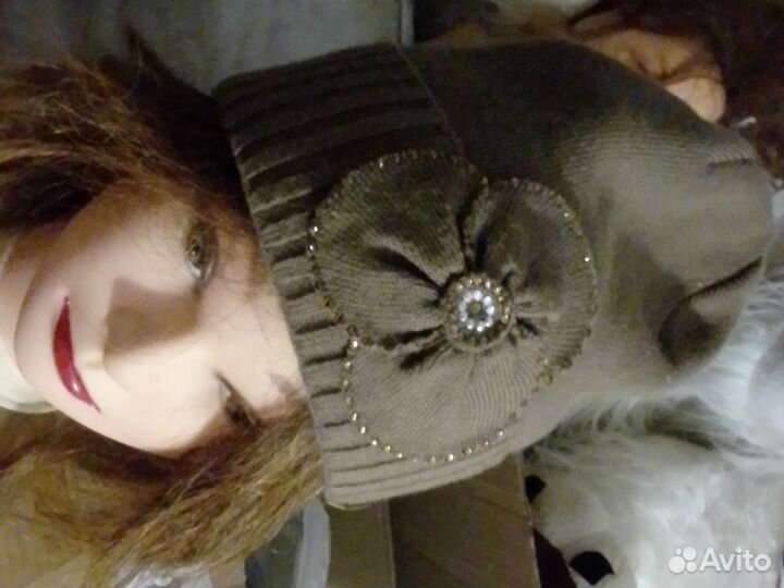 Шапка зимняя вязаная женская.7