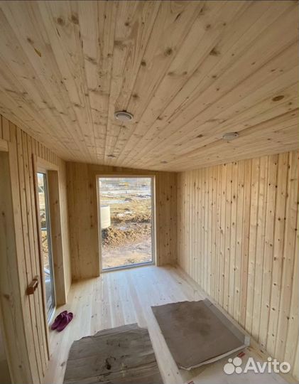 Каркасная баня с террасой