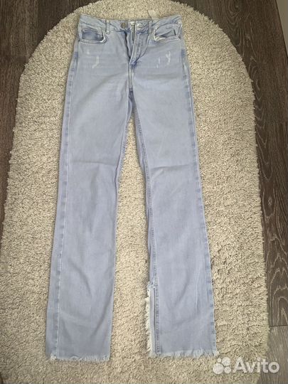 Джинсы zara с разрезами 34