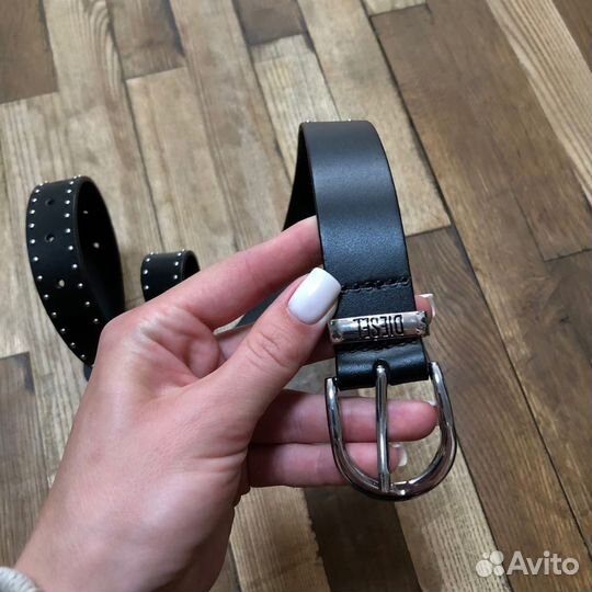 Чёрный кожаный женский ремень Diesel оригинал