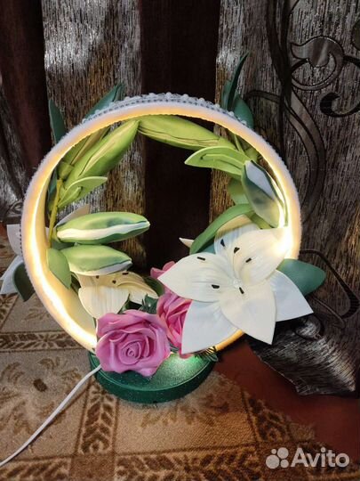 Настольная лампа Светильник ночник цветы