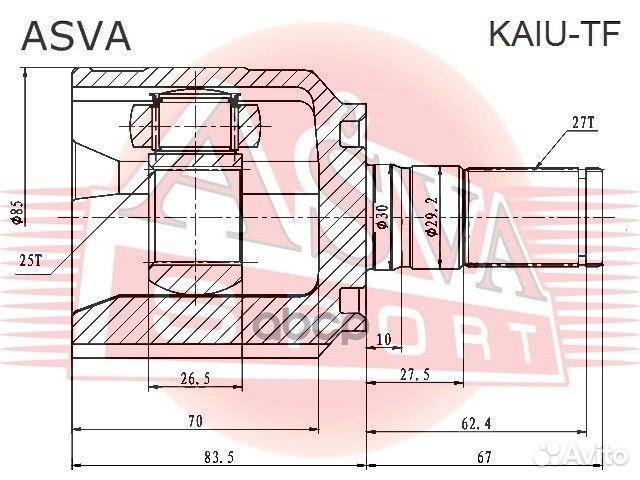 Шрус внутренний 25X40X27 kaiu-TF asva