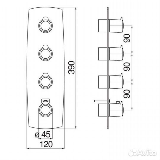 SI98103GDP sofi термостатический смеситель 3 выход