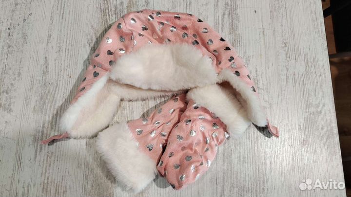 Комплект шапка ушанка + рукавички 9-12 месяцев