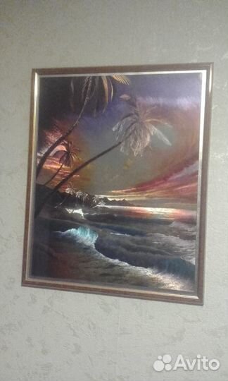 Картина металлография. Море, пальмы