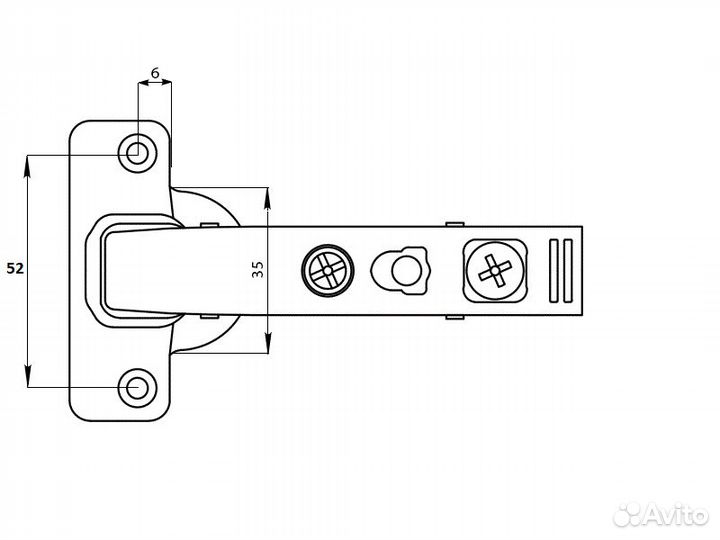 Петля мебельная AGV 90/52 slide-on
