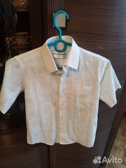 Рубашка детская для мальчика рост 128см, пакетом